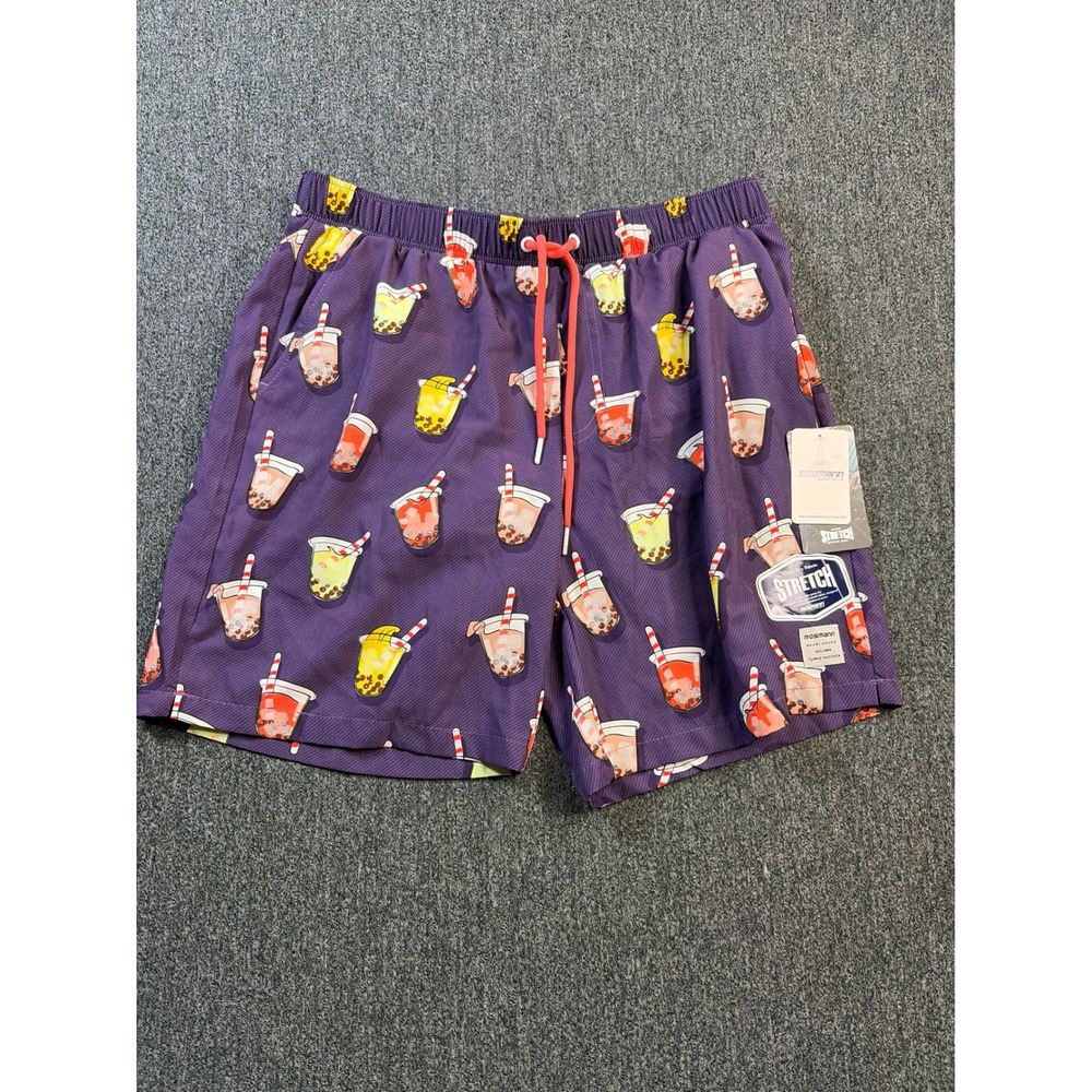Mosmann Australia Mens Boba Tea‎ Swim Shorts Purple 4-Way Stretch Trunks Size L